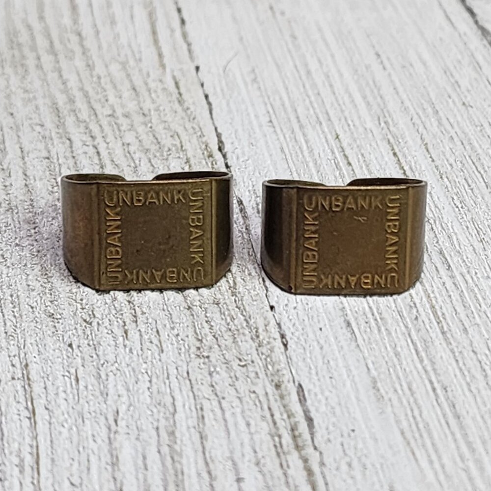 Vintage Unbank Metal Square Rings - Set Of 2